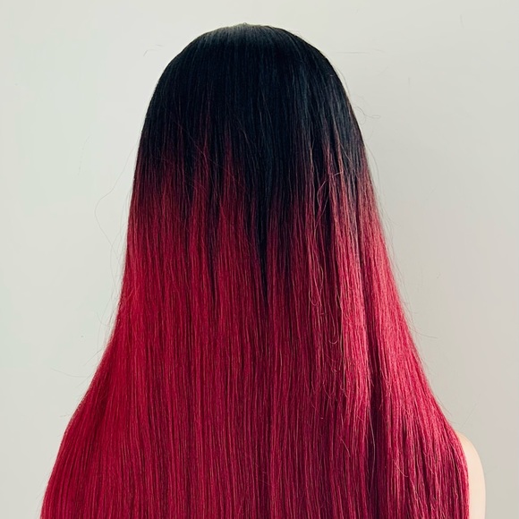 Very Pretty 36” Ombre Burgundy Lace Front Synthetic Wig - Picture 14 of 15